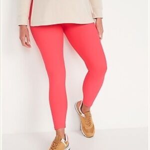 Maternity Full-Panel PowerSoft Side-Pocket 7/8-Length Leggings Coral Deluxe